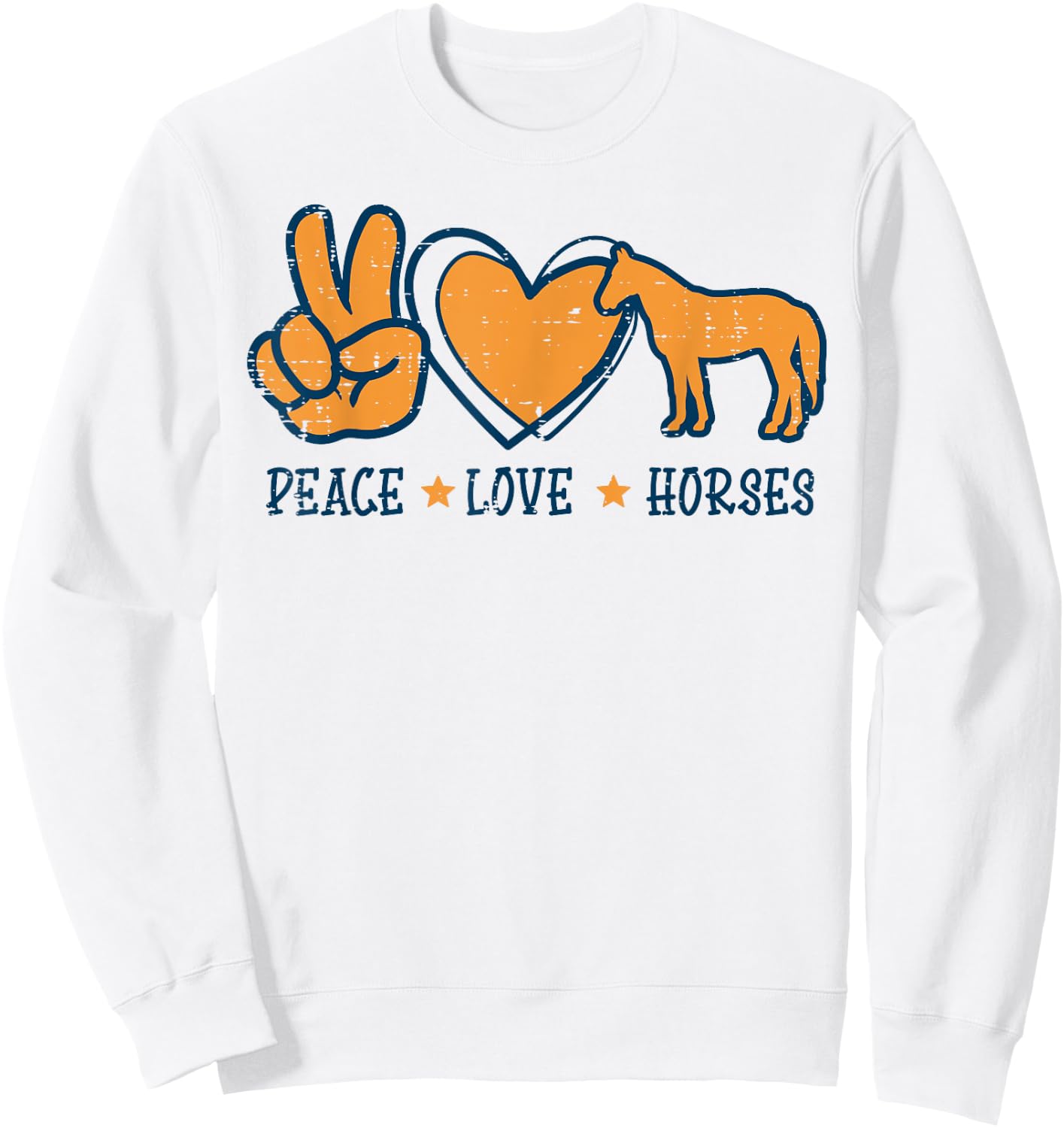Peace Love Horses Cool Equestrian Hippie Men Women Kids Sweatshirt - Sweatshirt | White