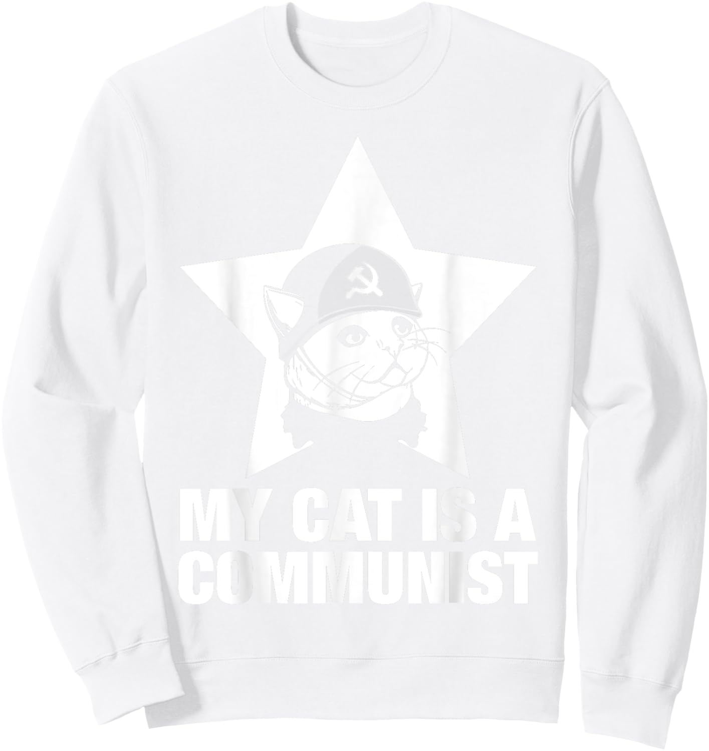 My Cat Is A Communist Women Sweatshirt - Sweatshirt | White
