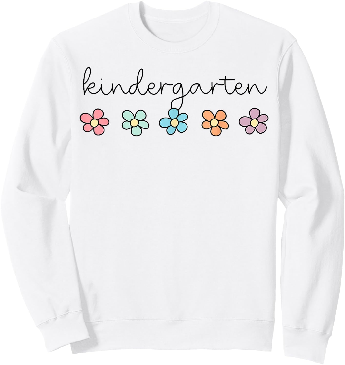 Retro Groovy Kindergarten Hello Kindergarten Teacher Kids Sweatshirt - Sweatshirt | White