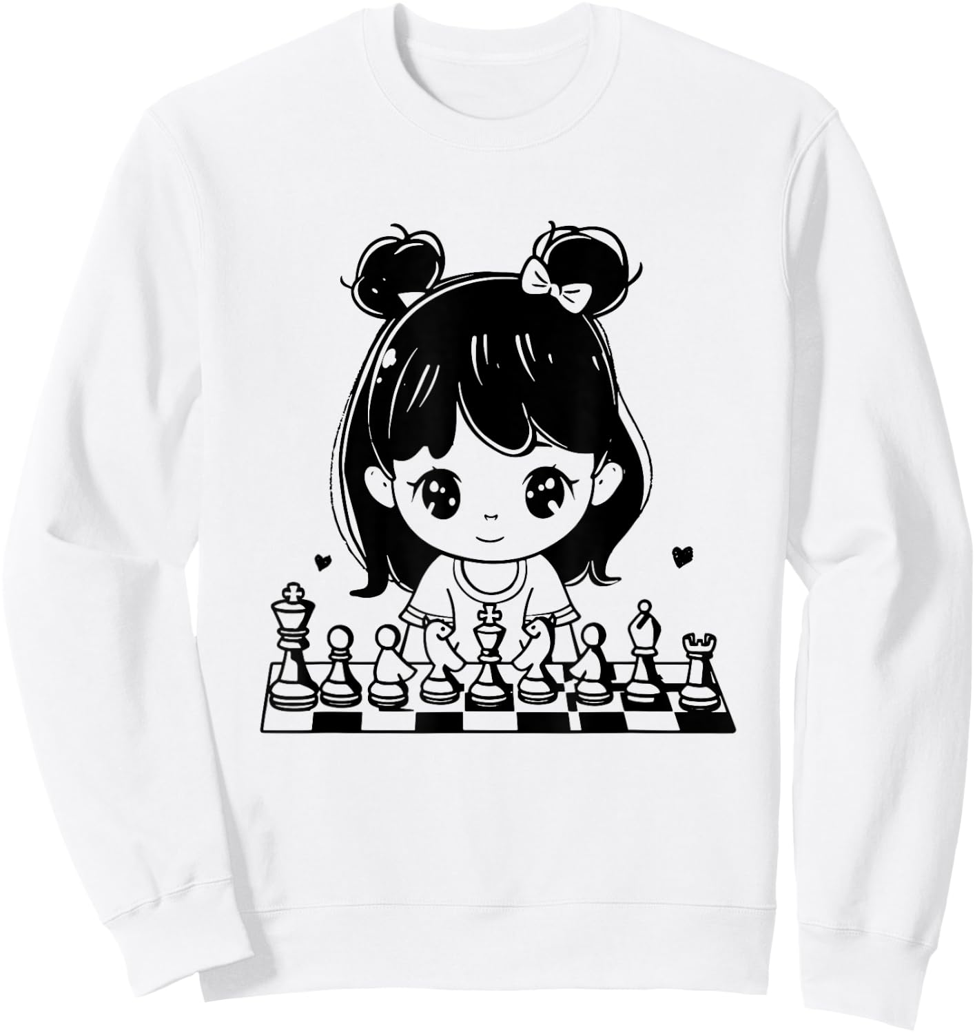 Chess Girl Cartoon Style Tabletop Games Sweatshirt - Sweatshirt | White