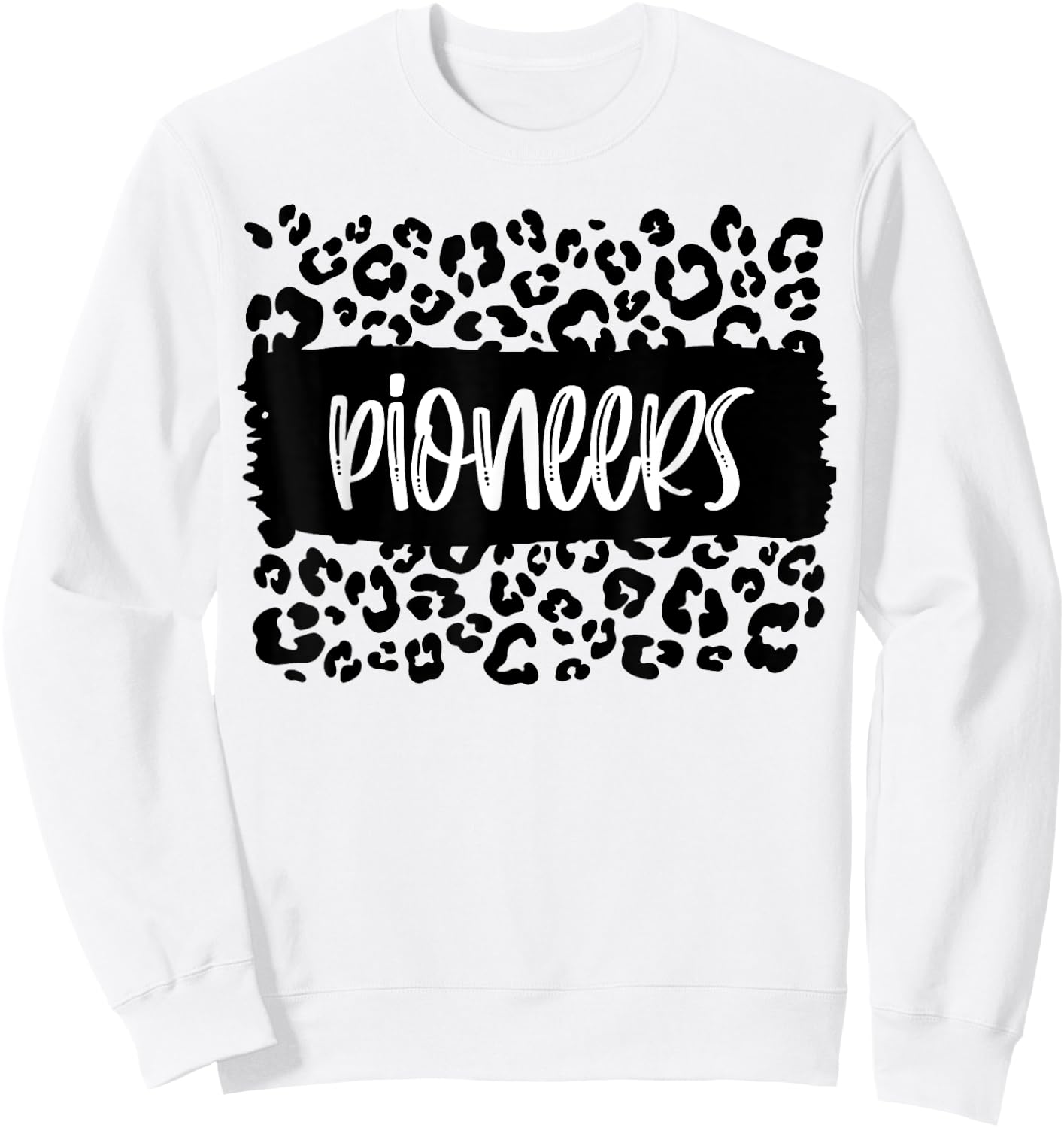 Pioneers Team Mascot School Spirit Game Night Leopard Print Sweatshirt - Sweatshirt | White