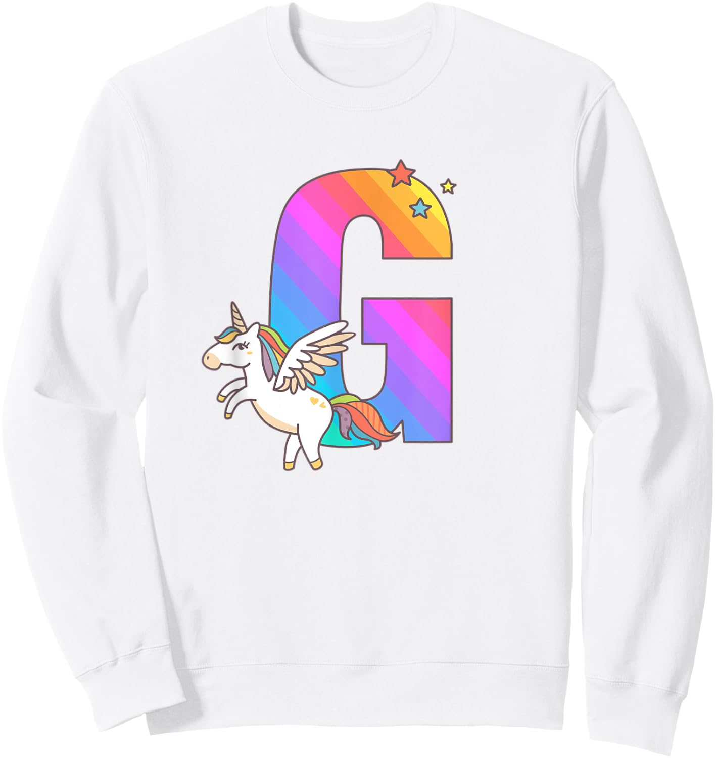 Unicorn Monogram Letter G Initial Cute Girls Birthday Gift Sweatshirt - Sweatshirt | White