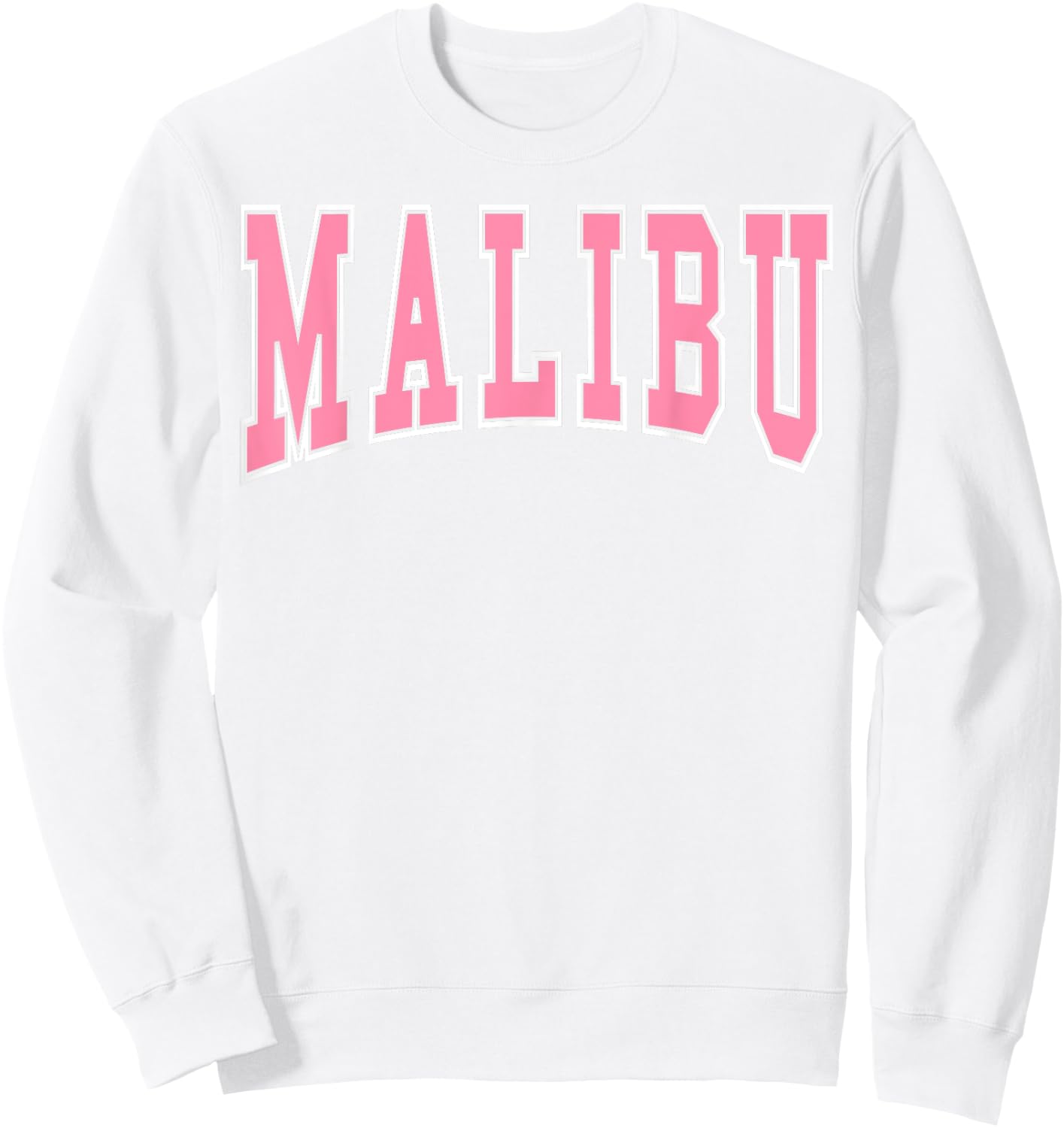 Preppy Varsity Pink Malibu California Teen Girls Sweatshirt - Sweatshirt | White