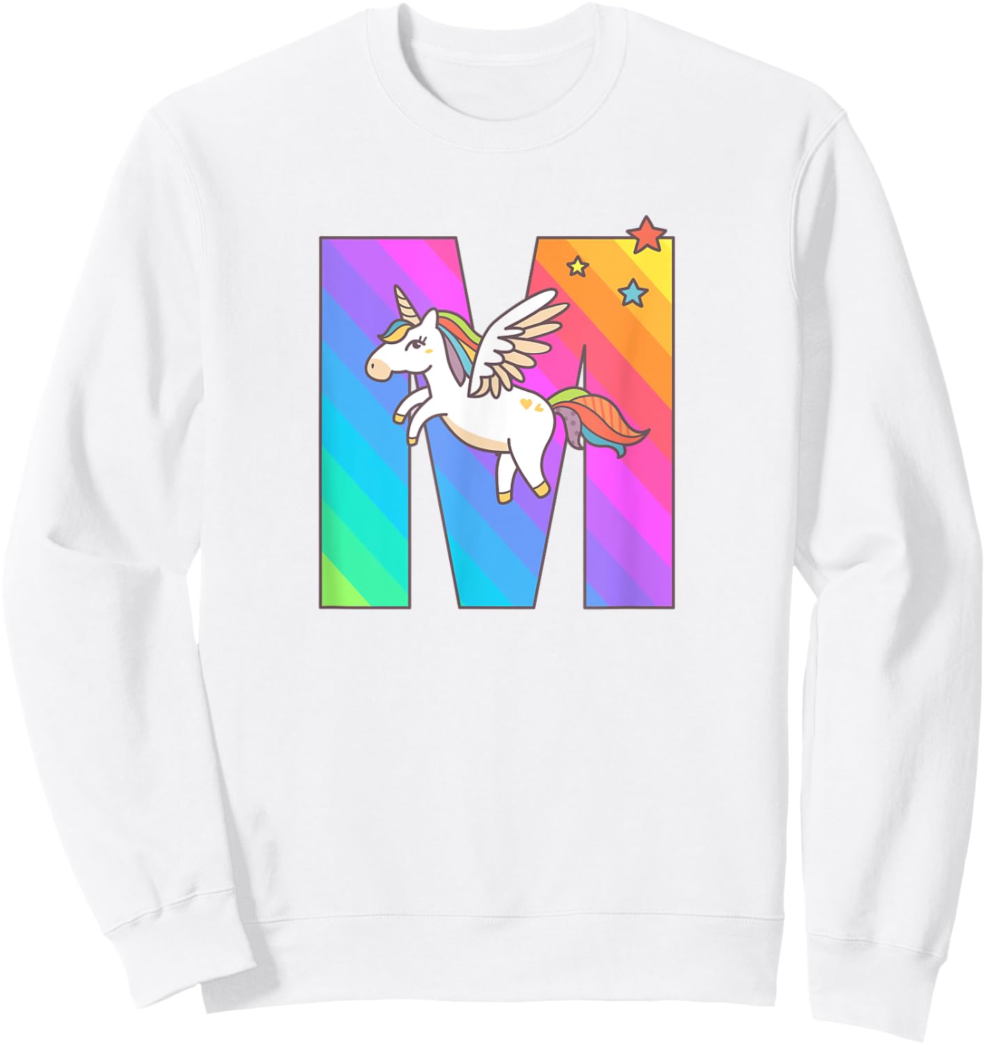 Unicorn Monogram Letter M Initial Cute Girls Birthday Gift Sweatshirt - Sweatshirt | White