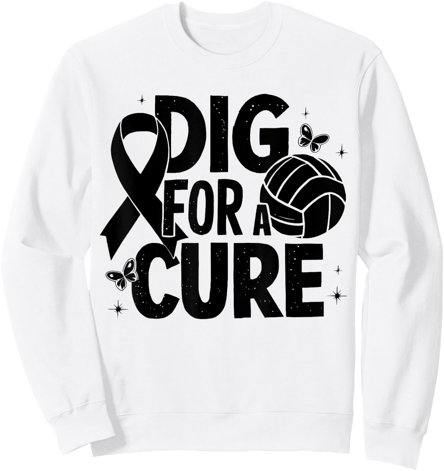 Dig For A Cure Breast Cancer Awareness Volleyball Pink Sweatshirt - Sweatshirt | White