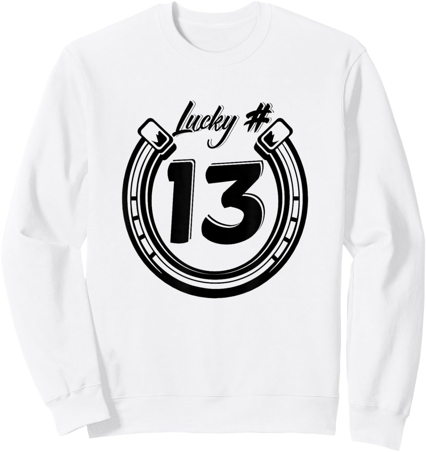 LUCKY NUMBER 13 horseshoe superstition Sweatshirt - Sweatshirt | White