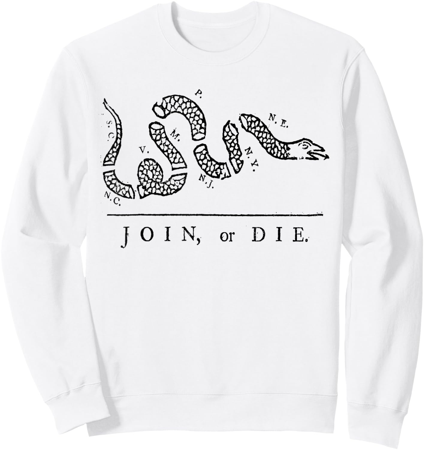 Join or Die with black snake Sweatshirt - Sweatshirt | White