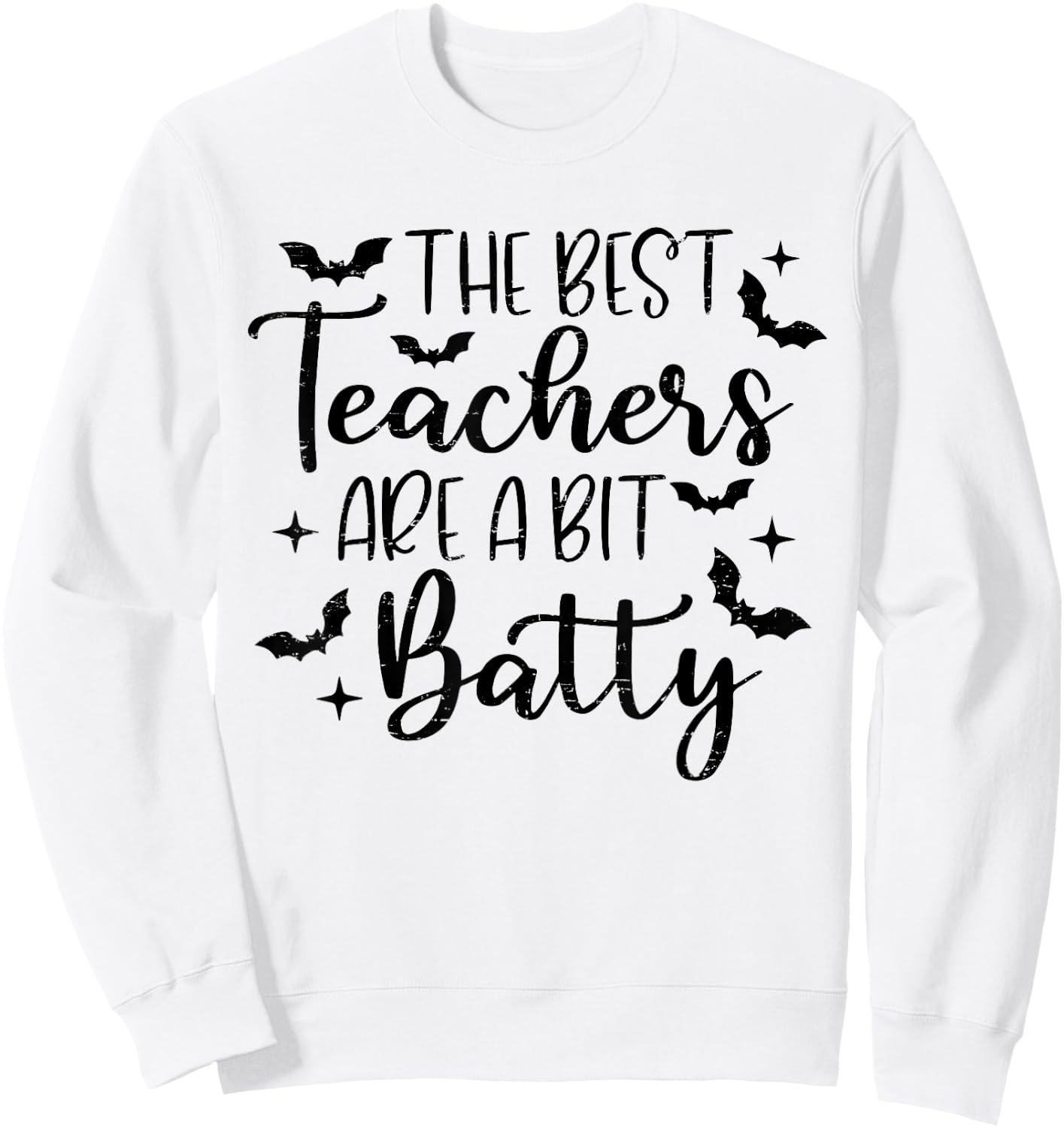 Retro The Best Teachers Are A Bit Batty Halloween Teacher Sweatshirt - Sweatshirt | White