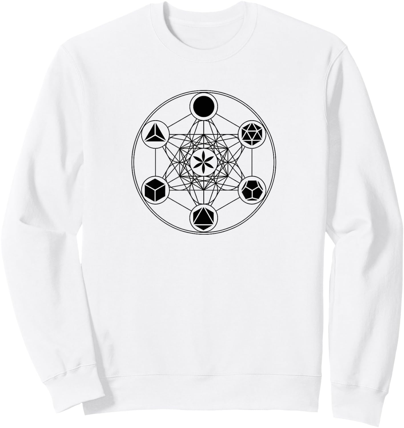 Sacred Geometry Yoga Metatrons Cube Platonic Solids Sweatshirt - Sweatshirt | White