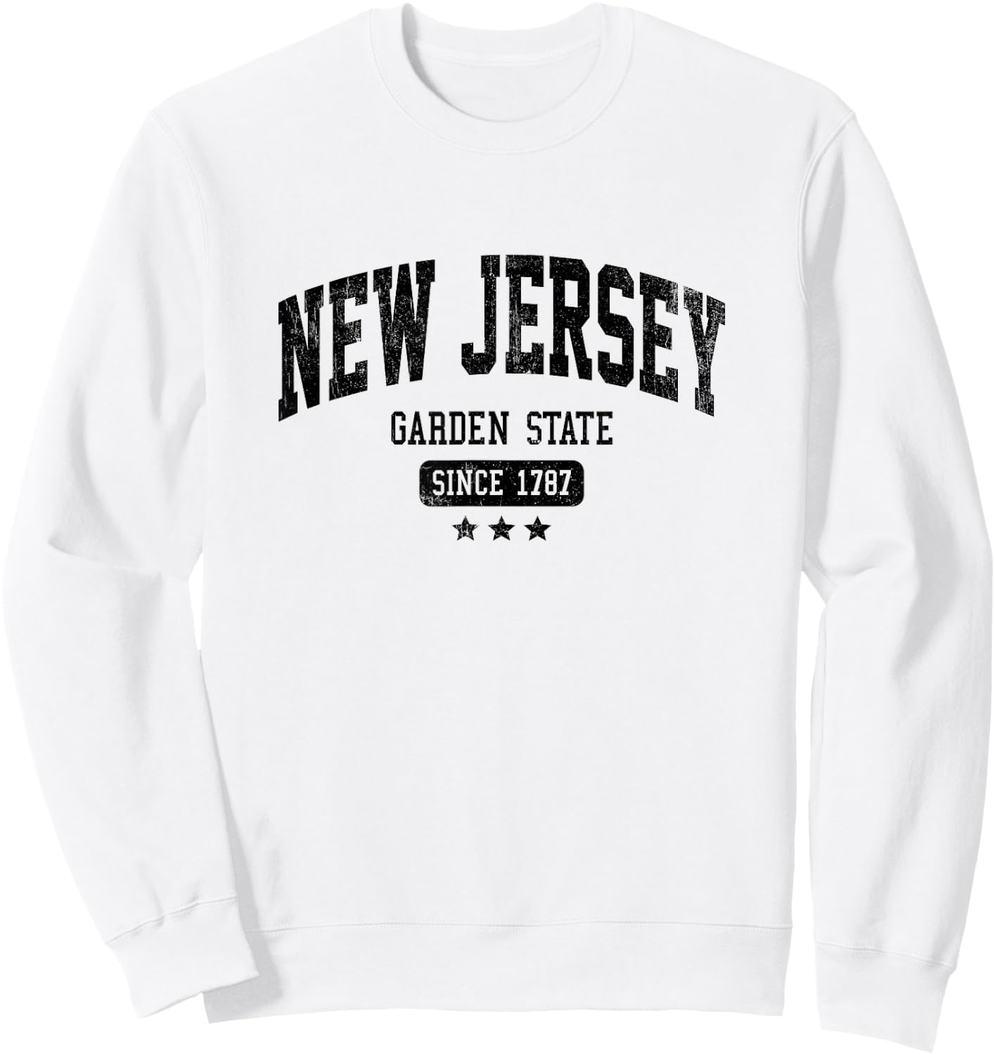 Vintage New Jersey The Garden State NJ USA Weathered Dark Sweatshirt - Sweatshirt | White