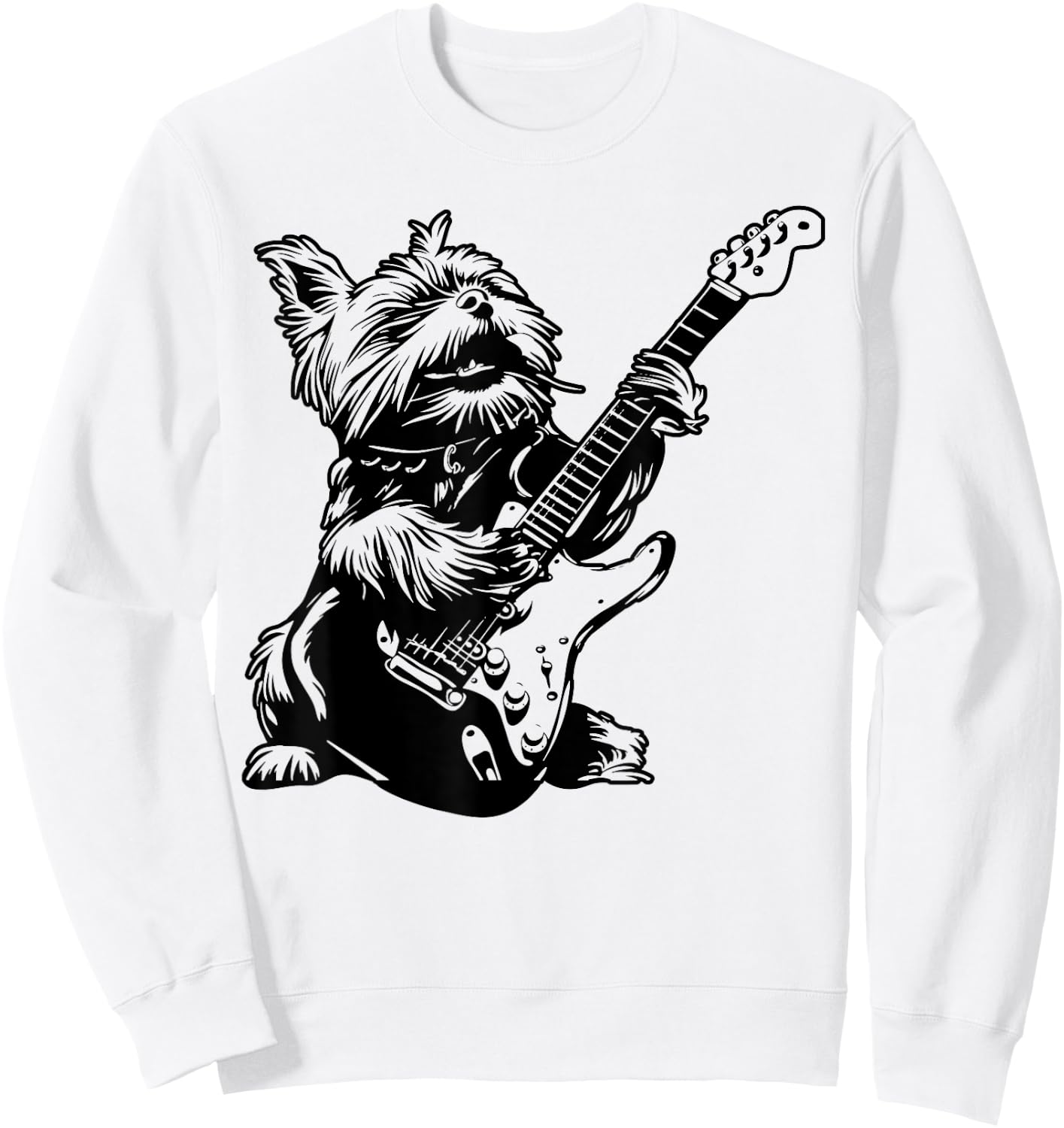 Dog Guitarist Guitar - Yorkie Dad Mom Women Sweatshirt - Sweatshirt | White