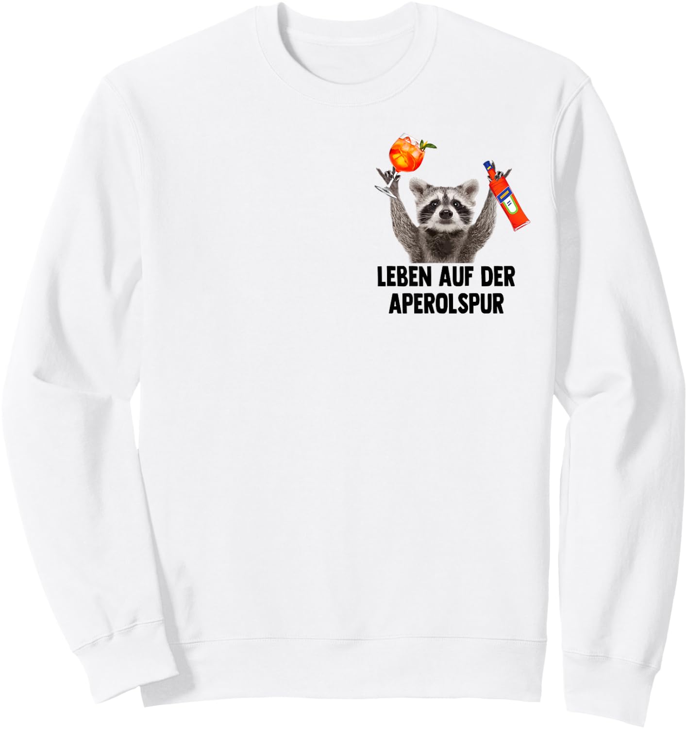 Life on the APEROL Lane - Raccoon Meme Racoon Pedro Spritz Sweatshirt - Sweatshirt | White