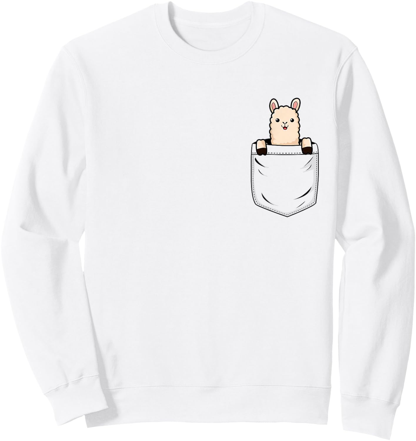 Llama Lovers Cute Funny Llama In Pocket Sweatshirt - Sweatshirt | White