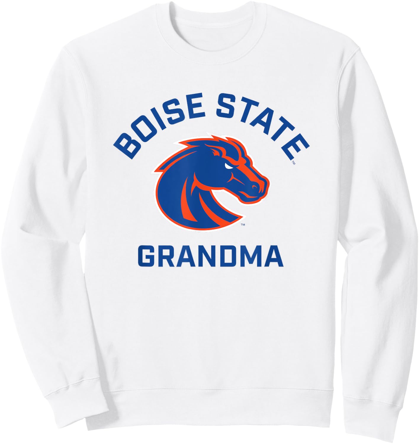 Boise State University BSU Broncos Arched Grandma Sweatshirt - Sweatshirt | White