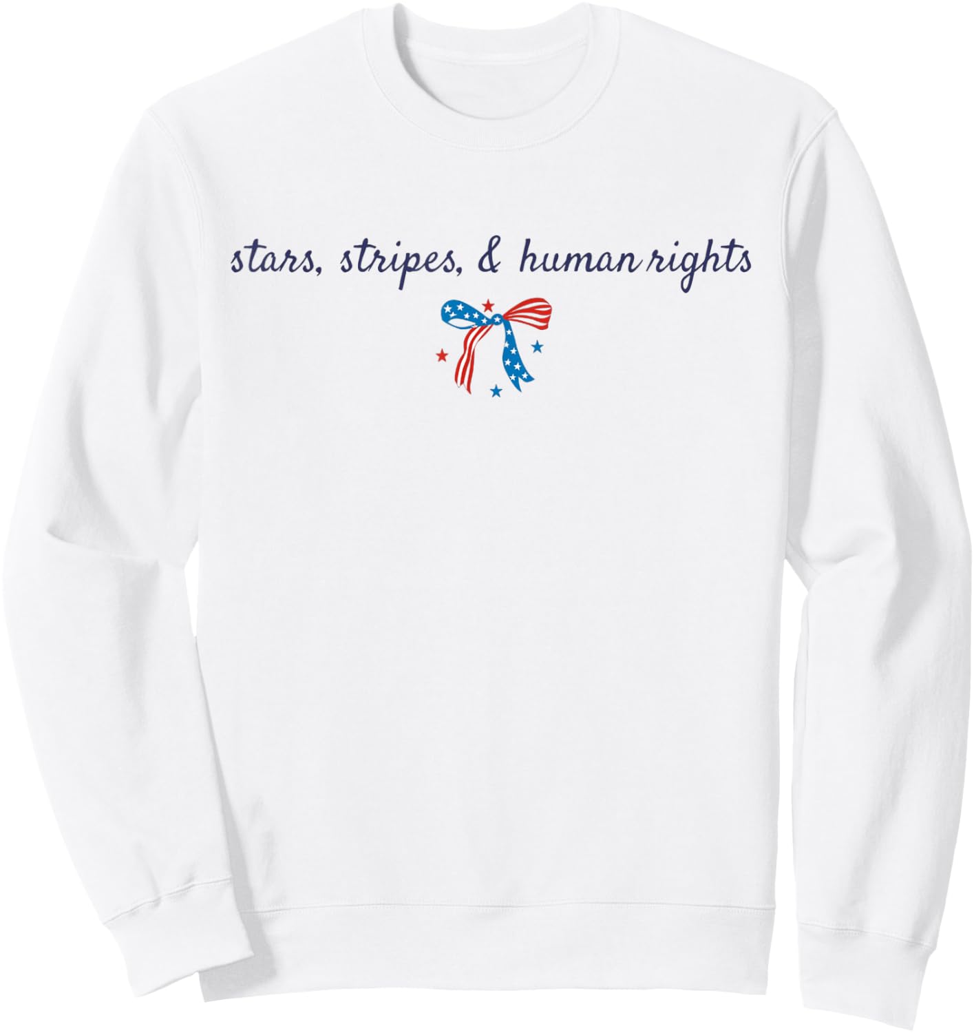 Stars And Stripes And Human Rights 4th Of July Bow Coquette Sweatshirt - Sweatshirt | White