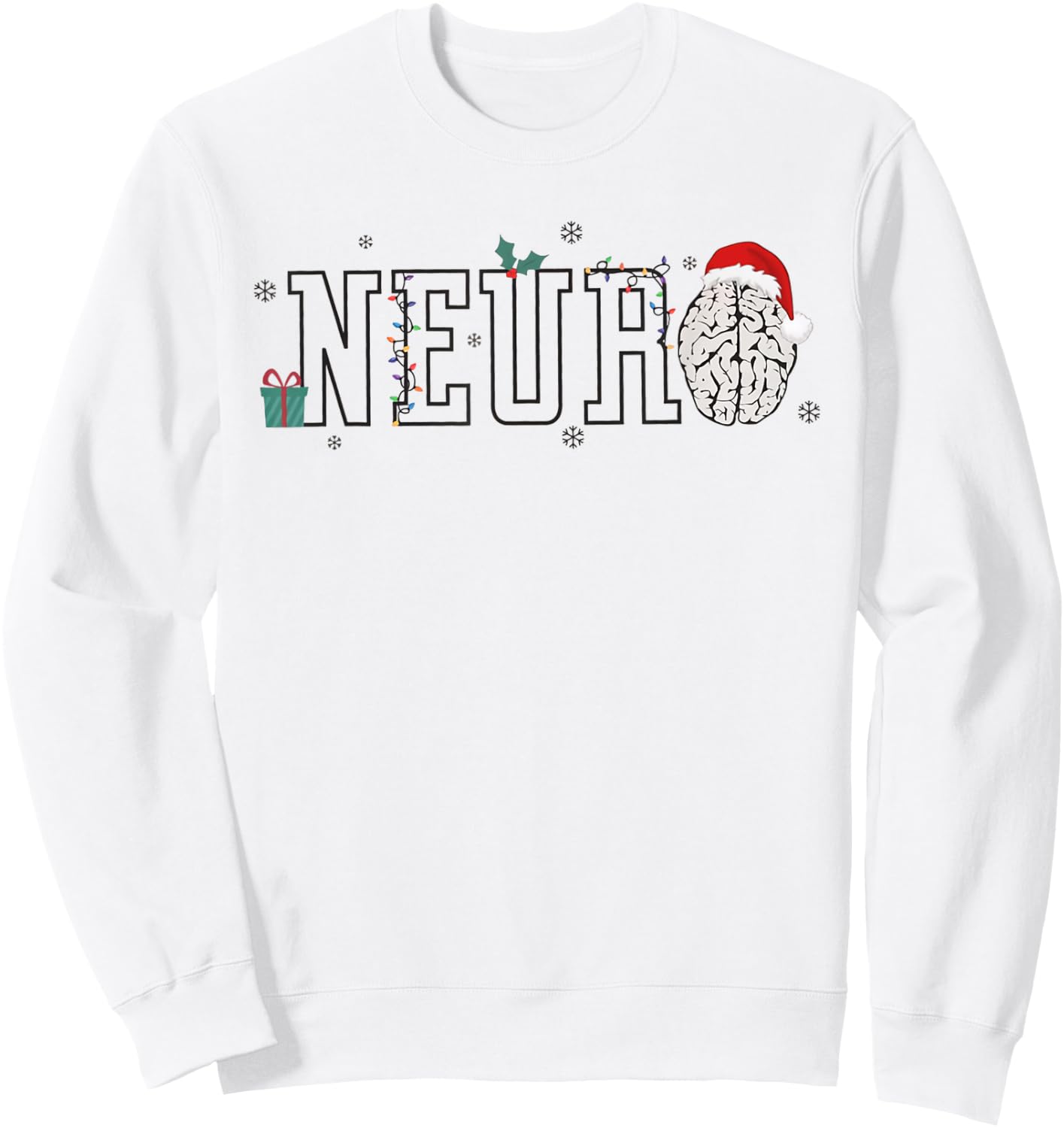 Neuro Christmas Neurology Holiday Neuroscience Nurse Santa Sweatshirt - Sweatshirt | White