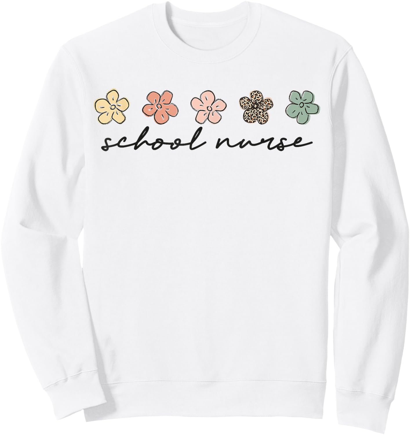 Cute leopard print School Nurse Appreciation nursing Sweatshirt - Sweatshirt | White
