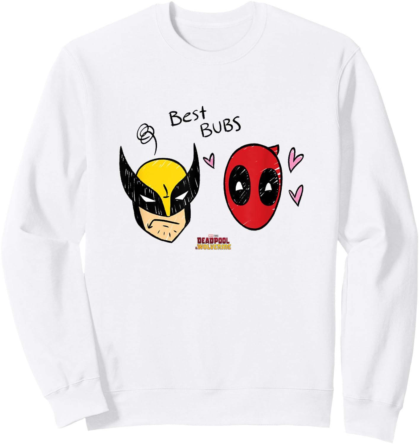 Marvel Deadpool & Wolverine Best Bubs Faces Doodles Sweatshirt - Sweatshirt | White