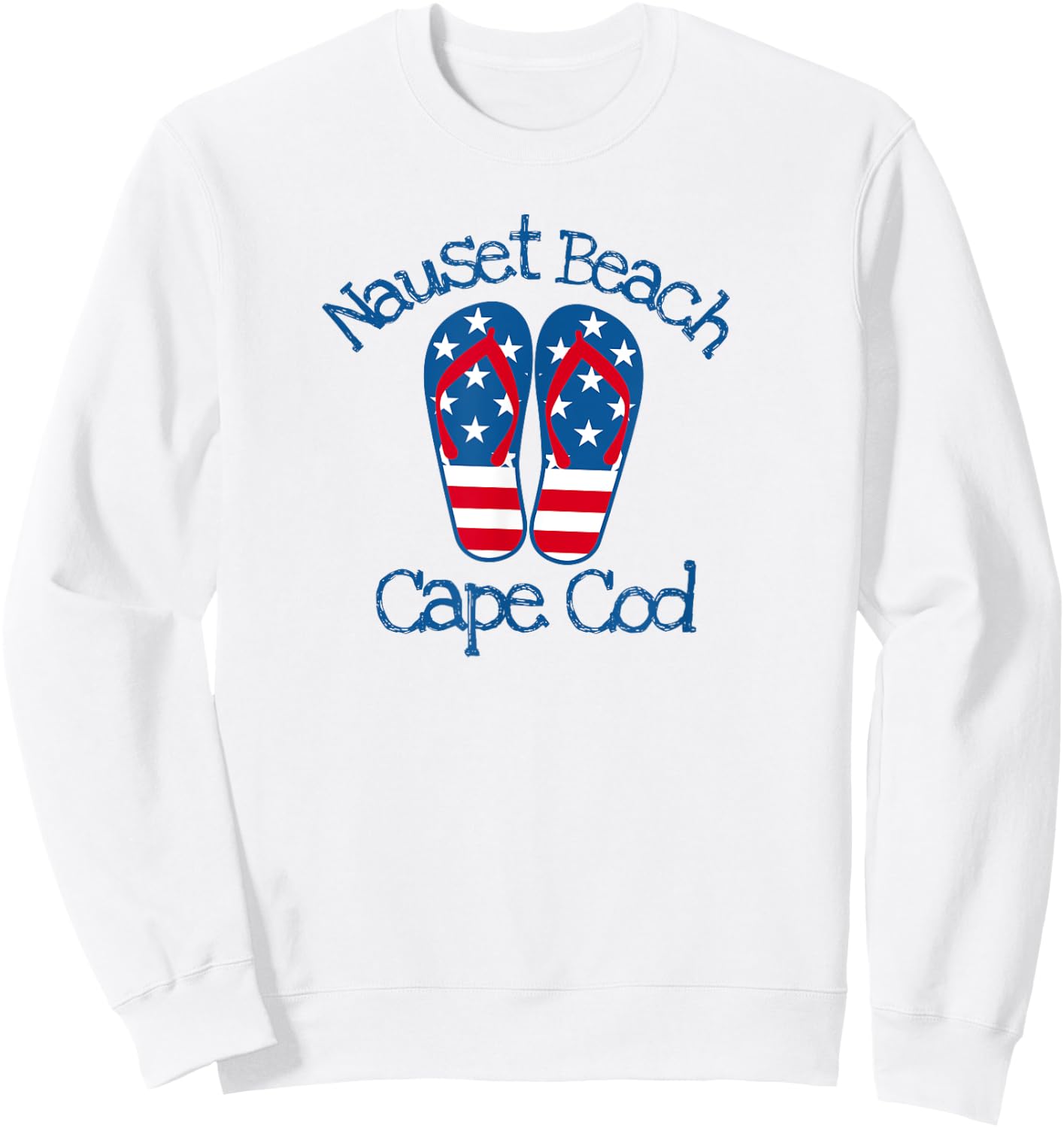 Nauset Beach Coastal Nautical Seashore Patriotic Flip Flops Sweatshirt - Sweatshirt | White