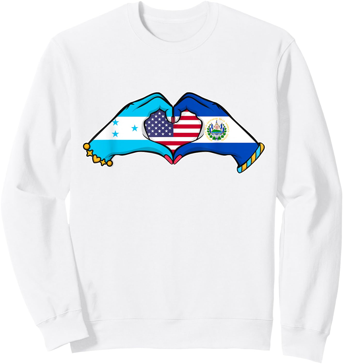 Heart hands El Salvador, Honduras and the USA Sweatshirt - Sweatshirt | White