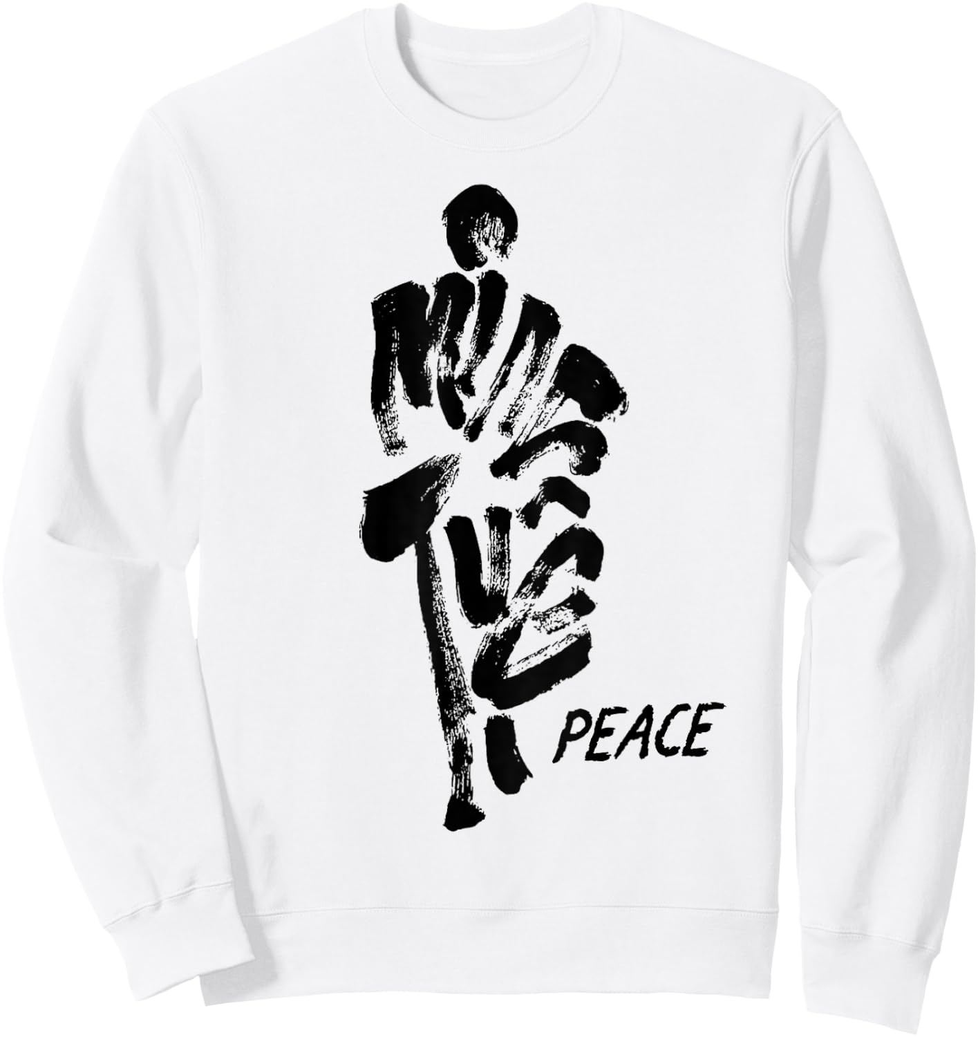 Thich Minh Tue Vietnamese Buddha Peace Lotus Calligraphy Sweatshirt - Sweatshirt | White