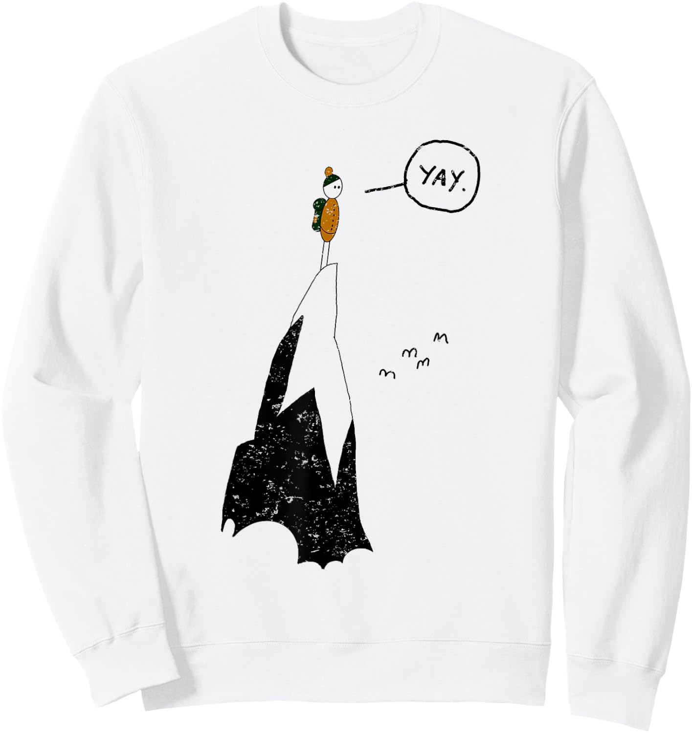 Yay Funny Mountain Climber Hiker Mountaineer Hand Drawn Sweatshirt - Sweatshirt | White