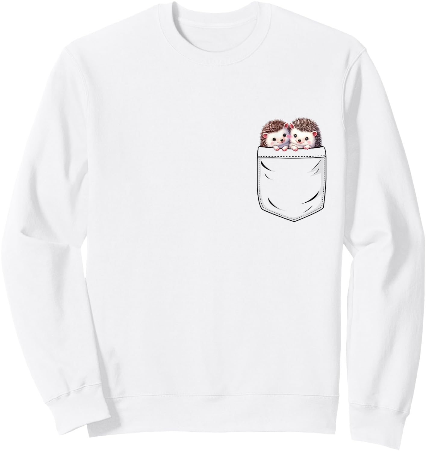 Hedgehog Lovers Cute Funny Hedgehog In Pocket , Small, Grey Sweatshirt - Sweatshirt | White