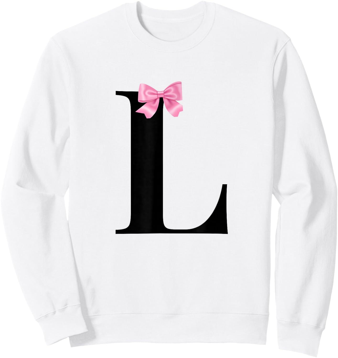 Letter L Coquette Monogram With Pink Bow Initial Name Sweatshirt - Sweatshirt | White