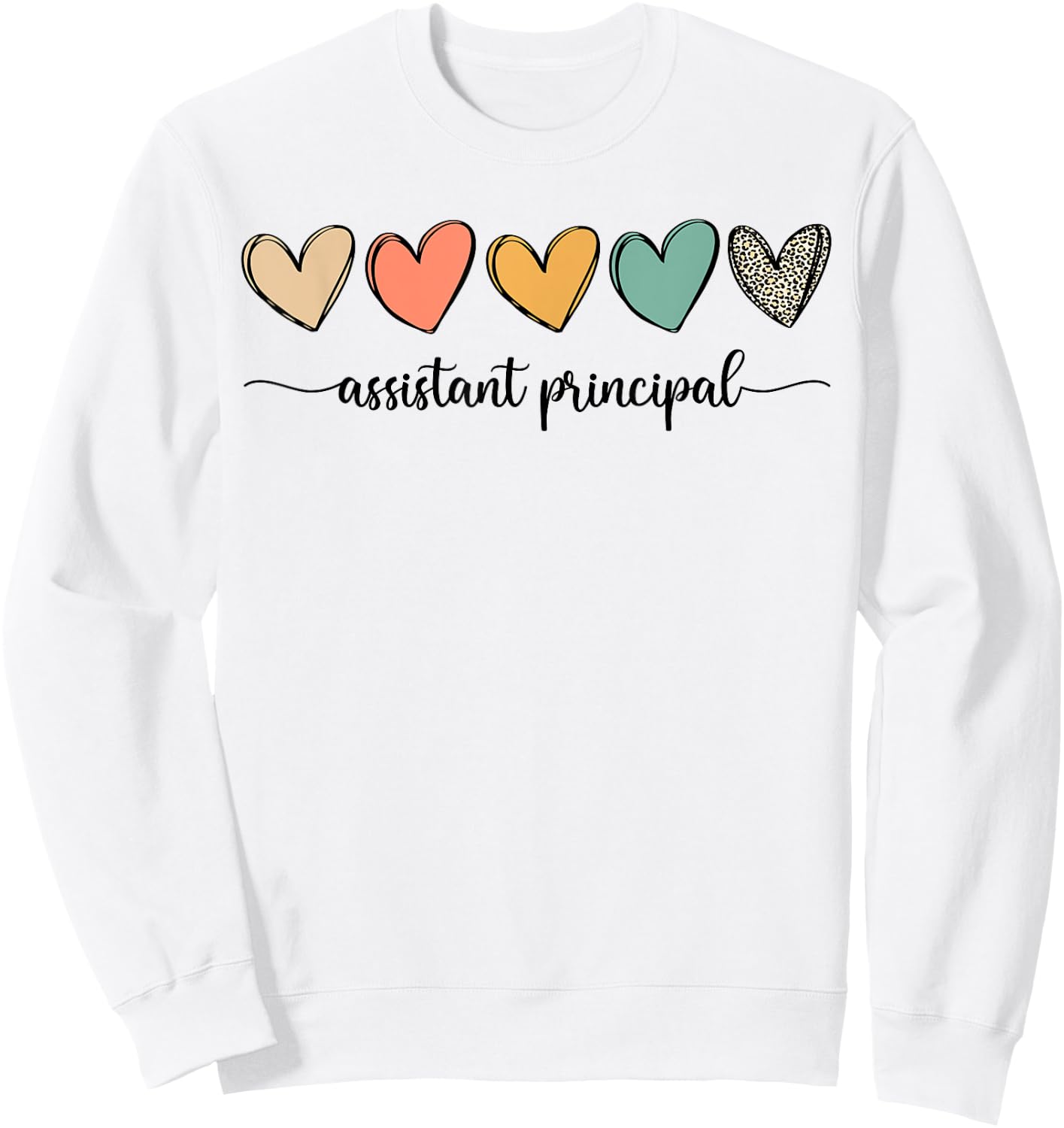 Cute Assistant Principal Shirt Leopard Boho Hearts Sweatshirt - Sweatshirt | White