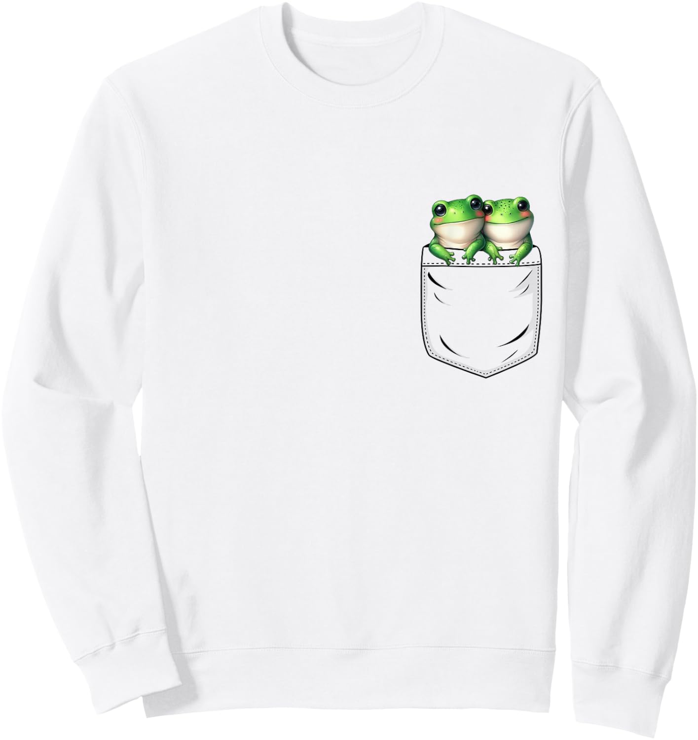 Frog Lovers Cute Funny Frog In Pocket , Small, Grey Sweatshirt - Sweatshirt | White