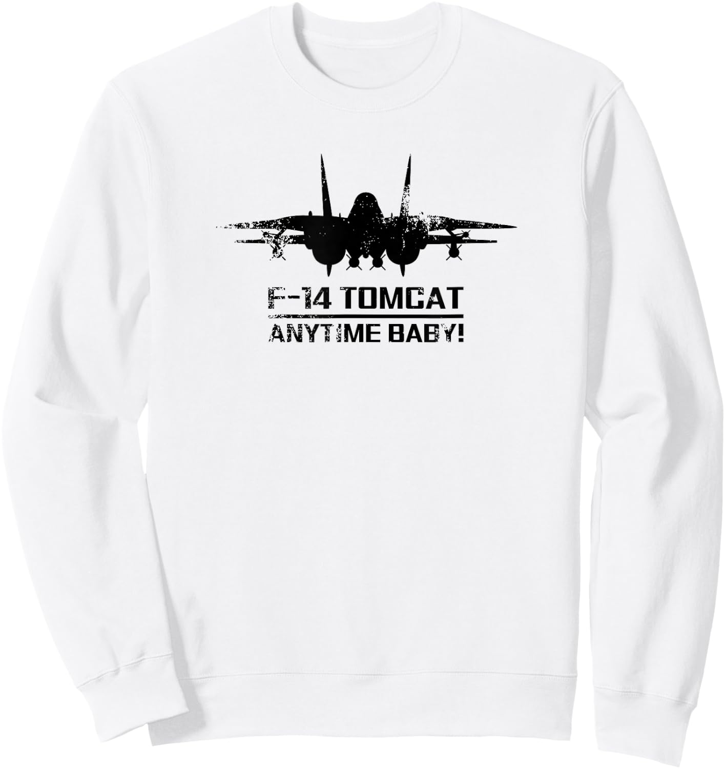 Jeff Hobrath F-14 Tomcat Military Fighter Jet Distressed Modern - -Baby - Grey - Small Sweatshirt - Sweatshirt | White