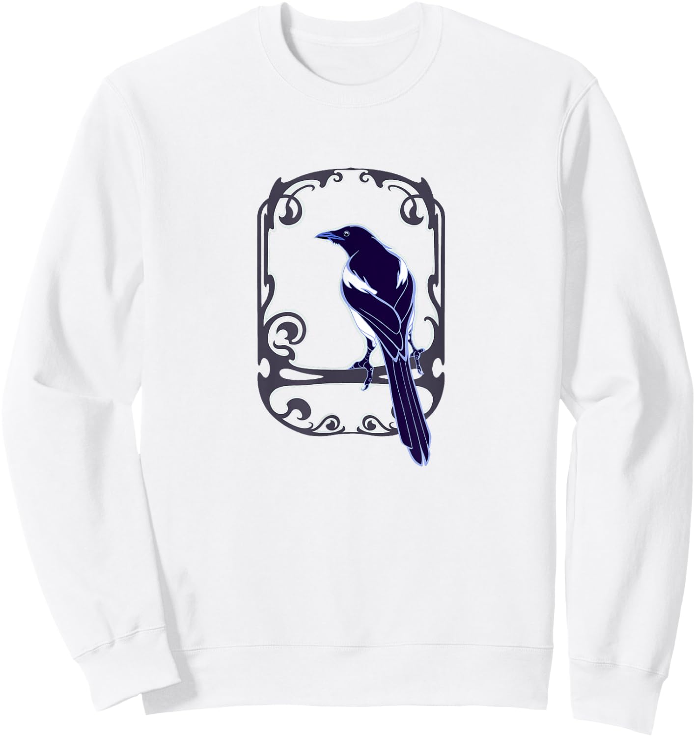 Gothic and Nouveau style Magpie bird, for ornithology lovers Sweatshirt - Sweatshirt | White