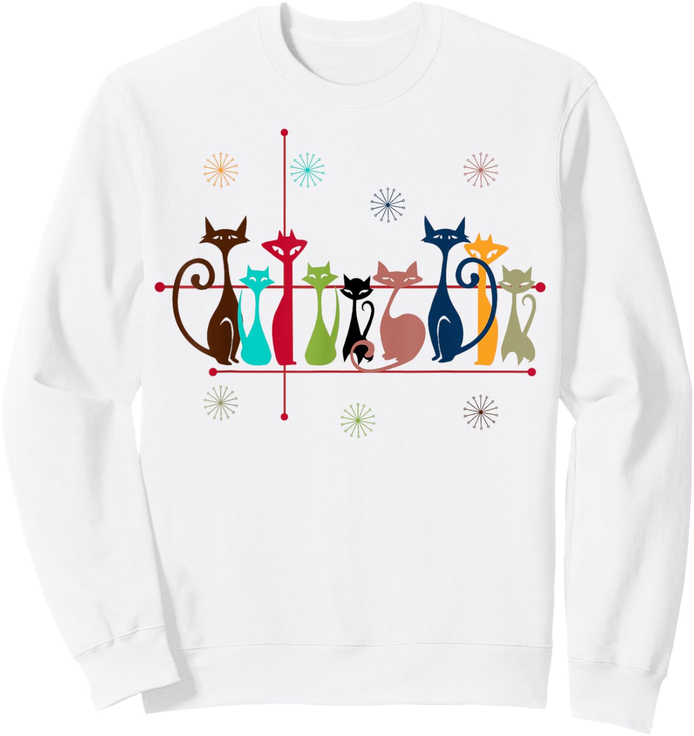 Vintage Retro Cat Gifts: 50s 60s Style Cat Dad & Mom Sweatshirt - Sweatshirt | White