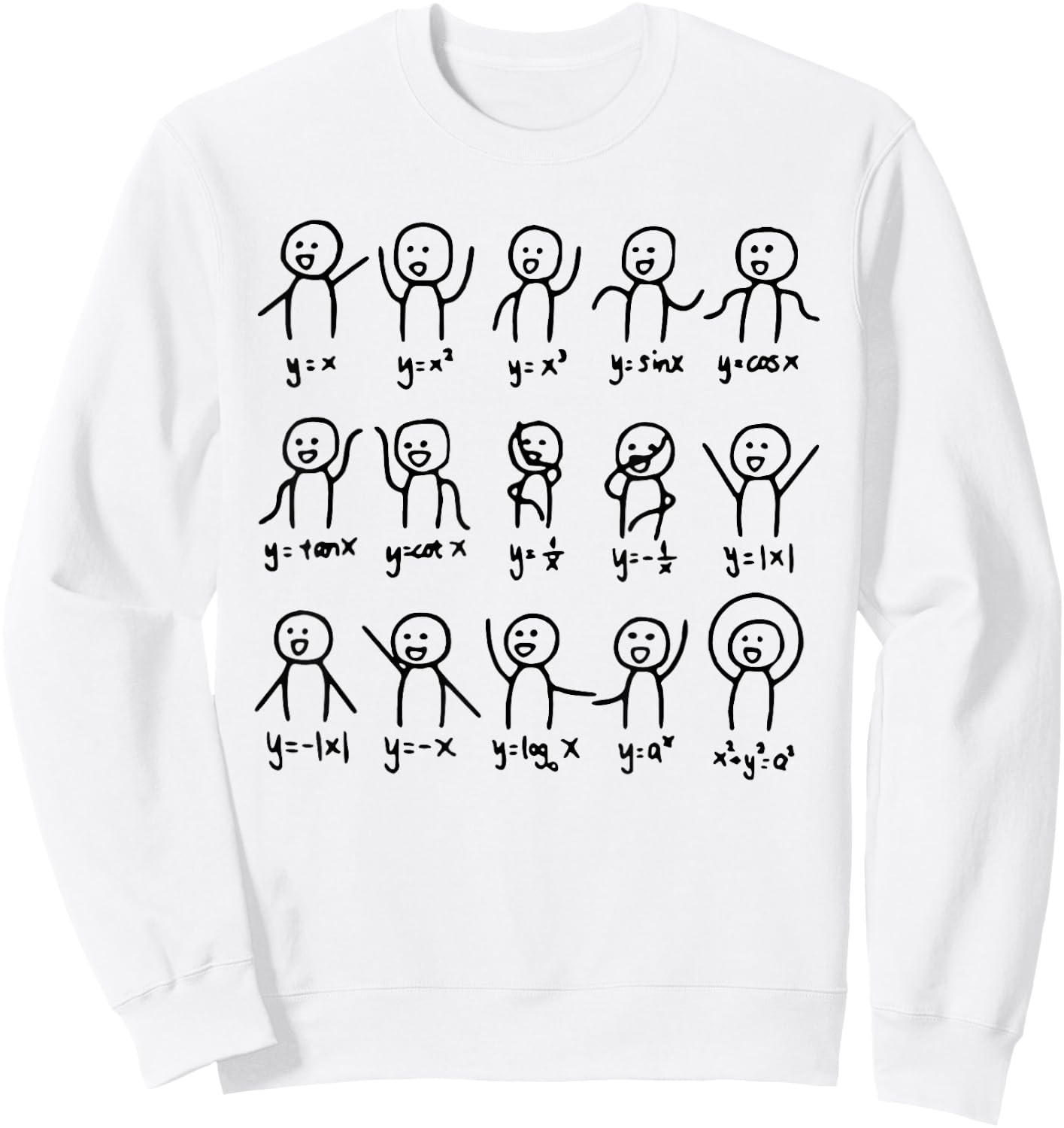 Math Stick Figures Funny Math Teacher Lover Women Men Kids Sweatshirt - Sweatshirt | White