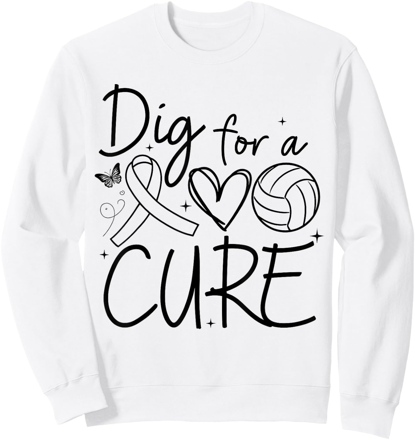 Dig For A Cure Breast Cancer Awareness Volleyball Pink Sweatshirt - Sweatshirt | White
