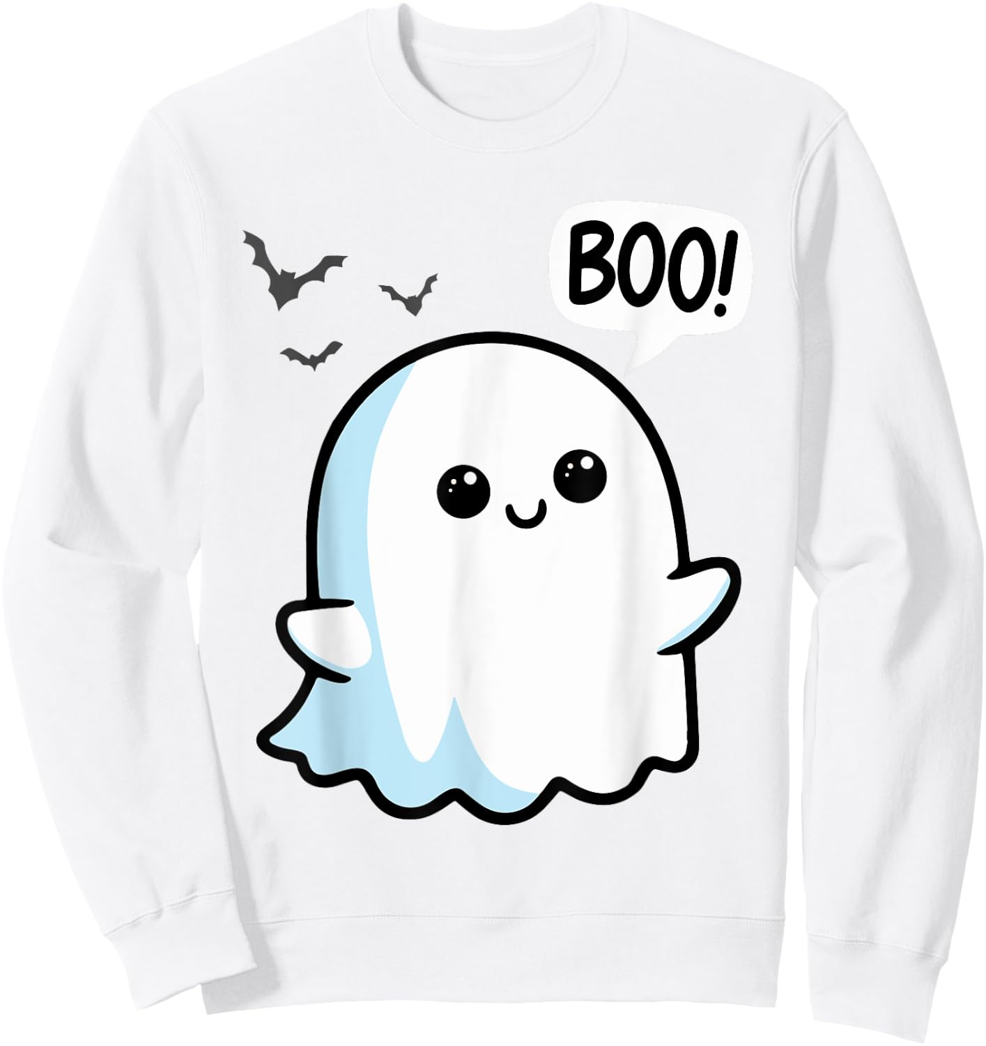 Ghost Saying Boo Spooky Halloween Cute toddler boys girls Sweatshirt - Sweatshirt | White