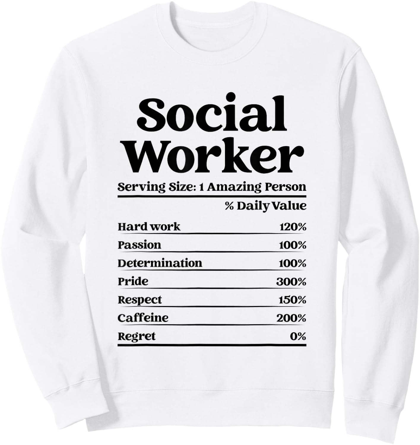 Student Graduation MSW Funny Social Worker Nutrition Facts Sweatshirt - Sweatshirt | White