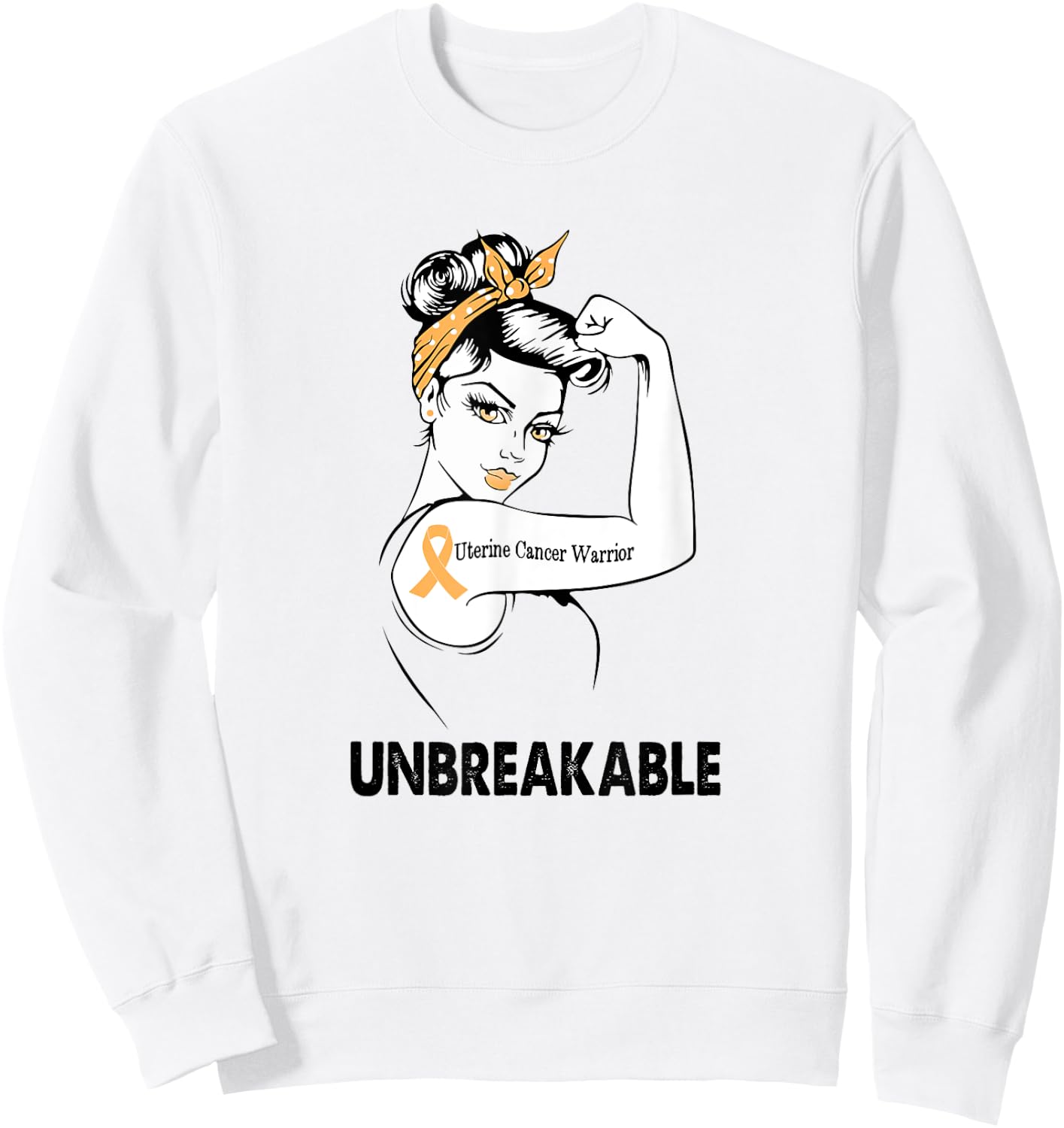 Uterine Cancer Warrior Unbreakable Gift Awareness Sweatshirt - Sweatshirt | White