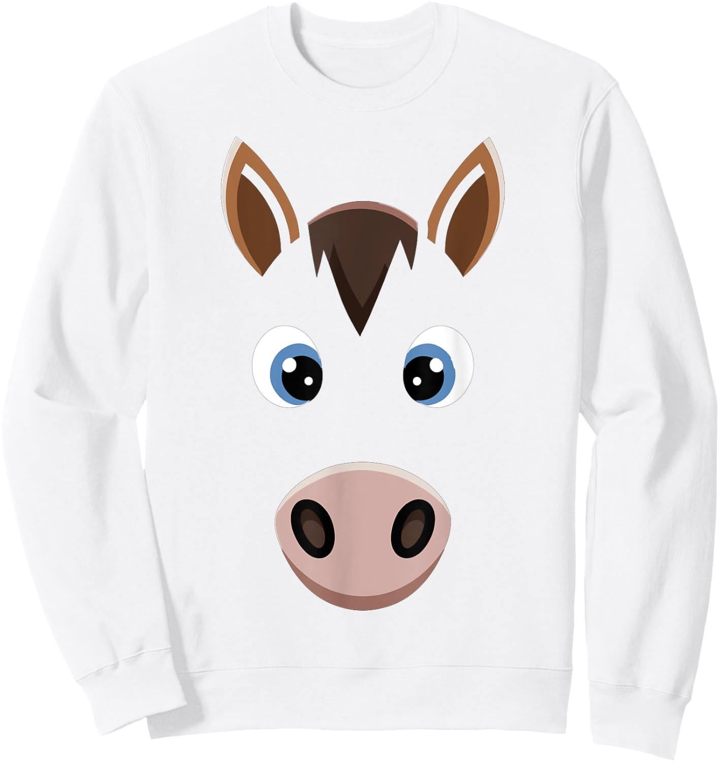 Halloween Horse Face Costume Kids Cute Themed Horsey Sweatshirt - Sweatshirt | White