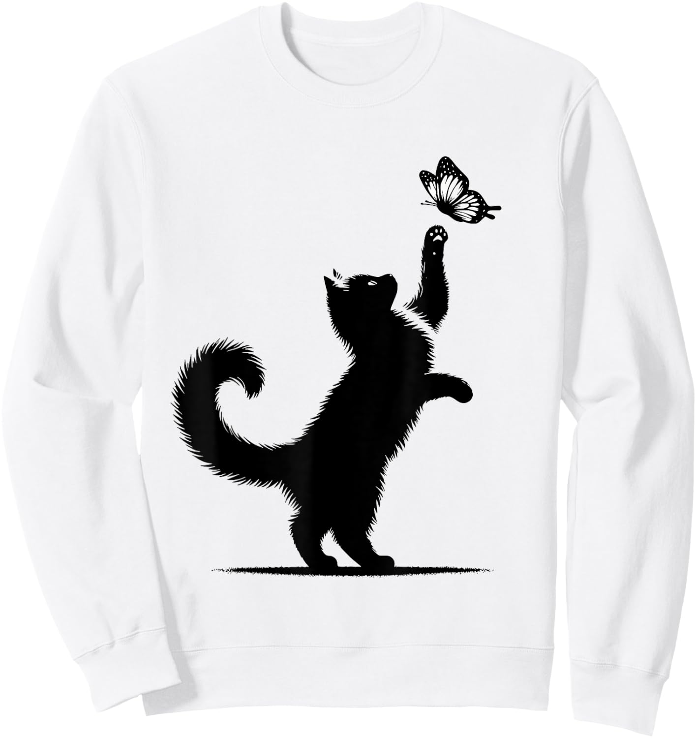 Cat Butterfly Cat Mom Girls Kitten Cat Lover Sweatshirt - Sweatshirt | White