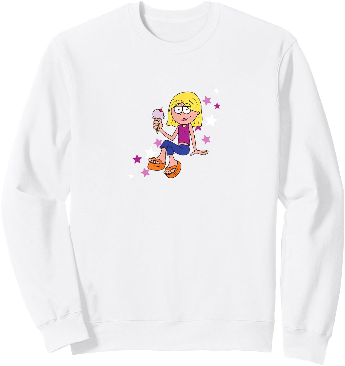 Disney Lizzy McGuire Iconic Cool Lil Lizzie Star Chest Logo Sweatshirt - Sweatshirt | White