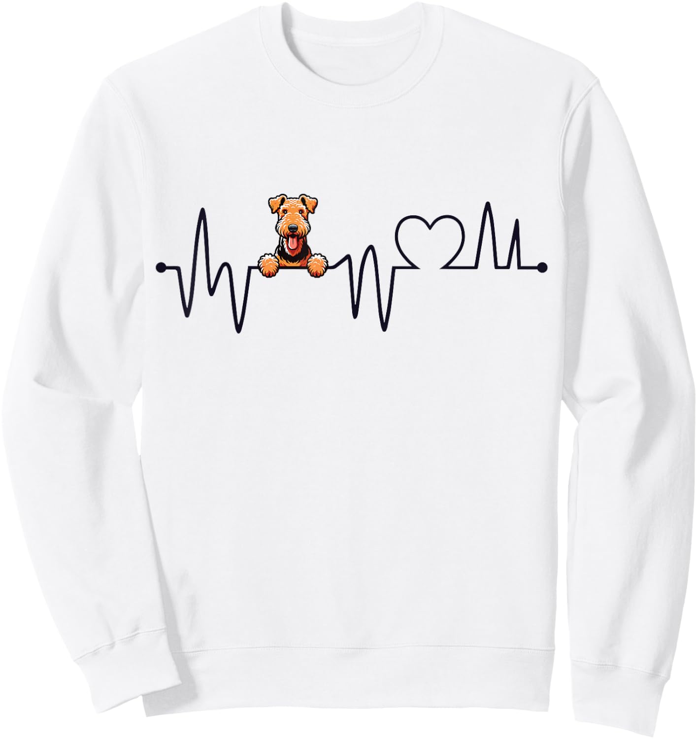 Airedale Terrier Heartbeat - Men Women Kids Airedale Lover Sweatshirt - Sweatshirt | White
