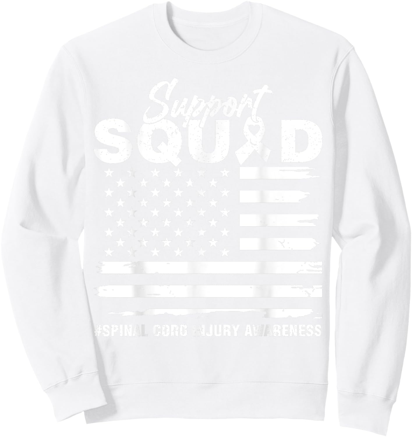 Lime Green Ribbon Support Spinal Cord Injury Awareness Squad Sweatshirt - Sweatshirt | White