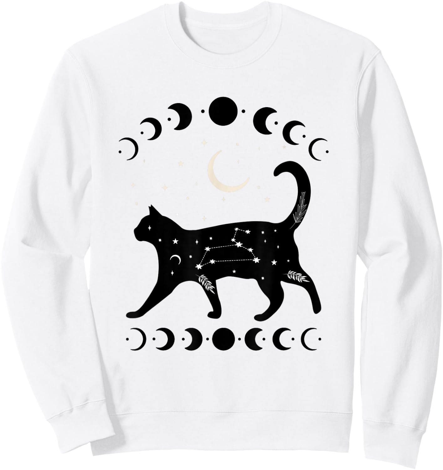 Crescent Moon Cat Star Mystical Celestial Women Men Kids Sweatshirt - Sweatshirt | White
