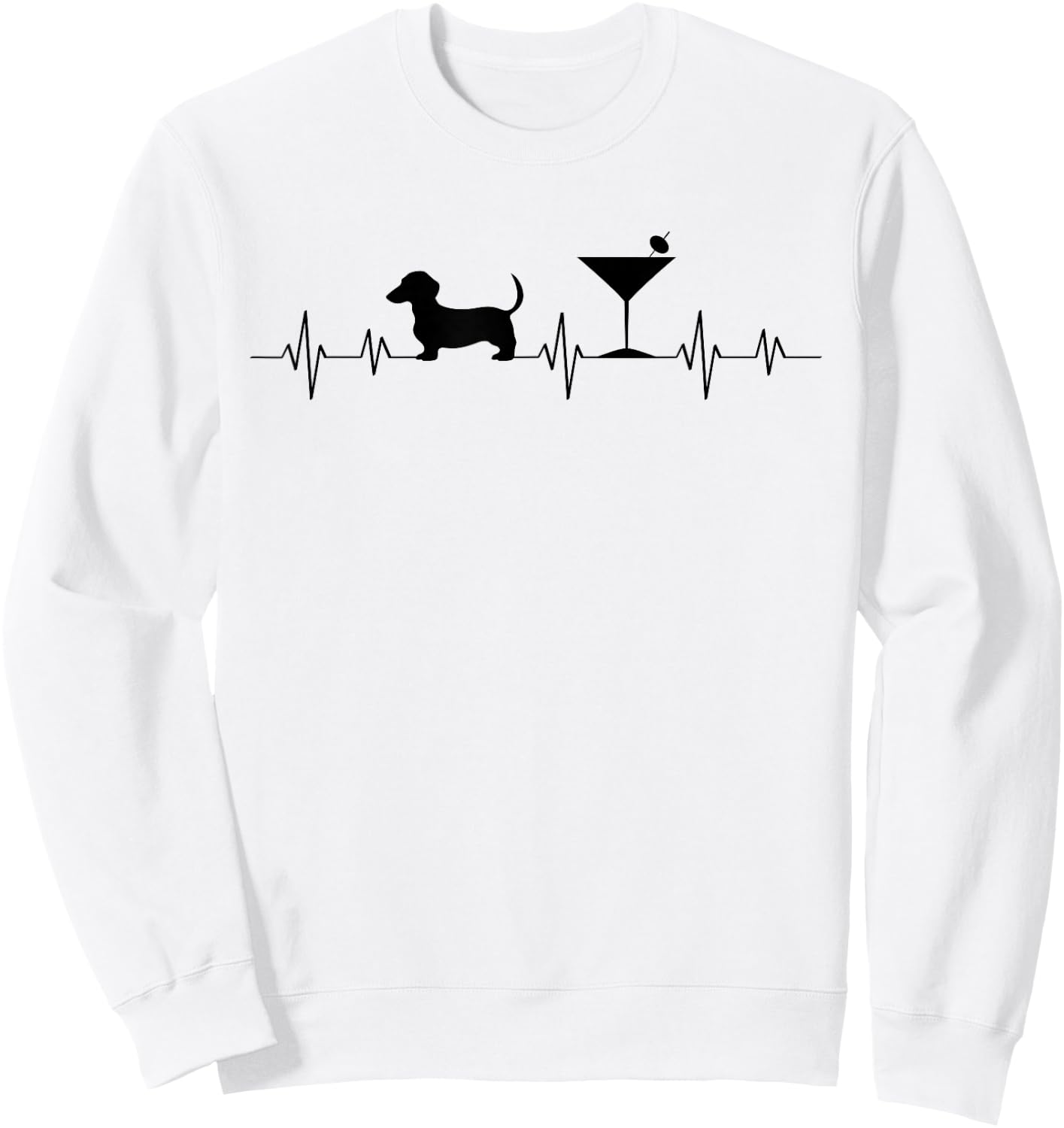 Weenies Martinis EKG Heartbeat Love Vintage Dachshund Sweatshirt - Sweatshirt | White