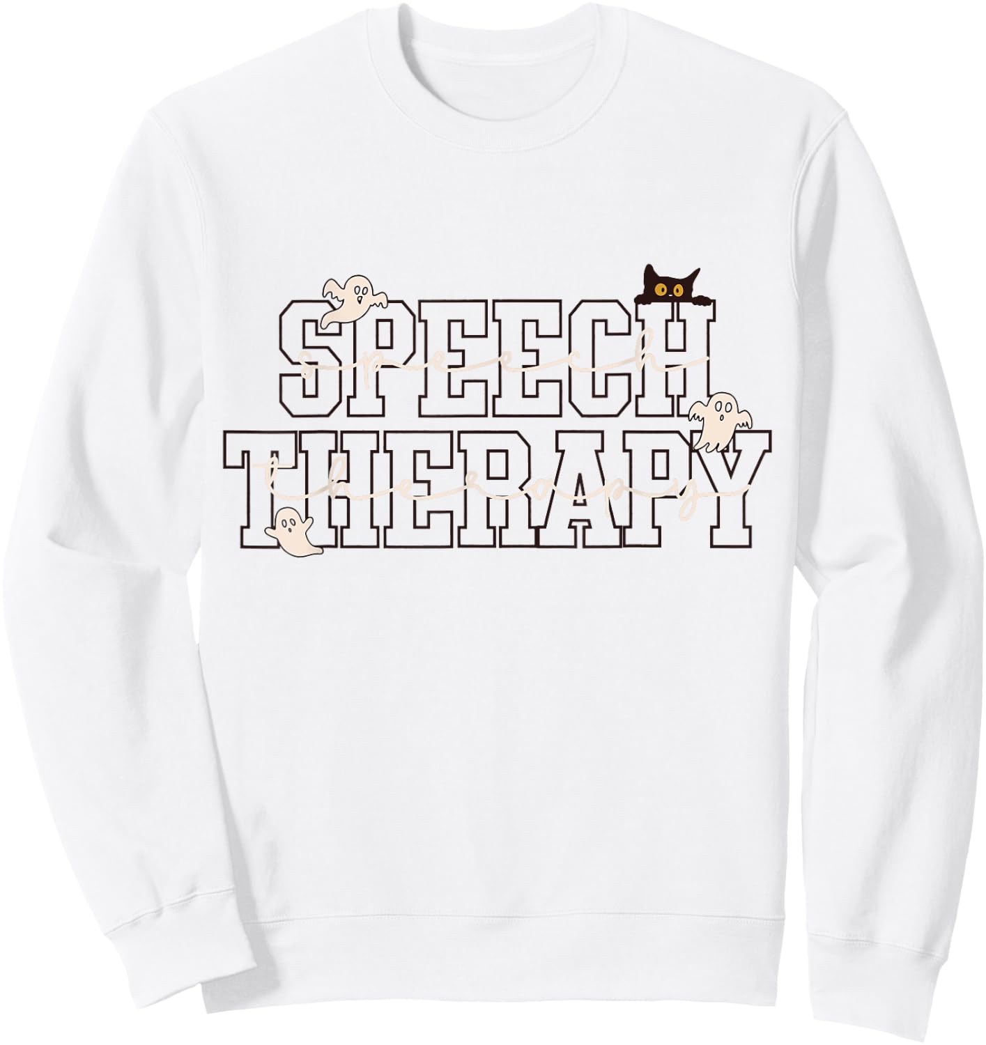 Speech Therapy SLP Ghost Speech Therapy Halloween Sweatshirt - Sweatshirt | White
