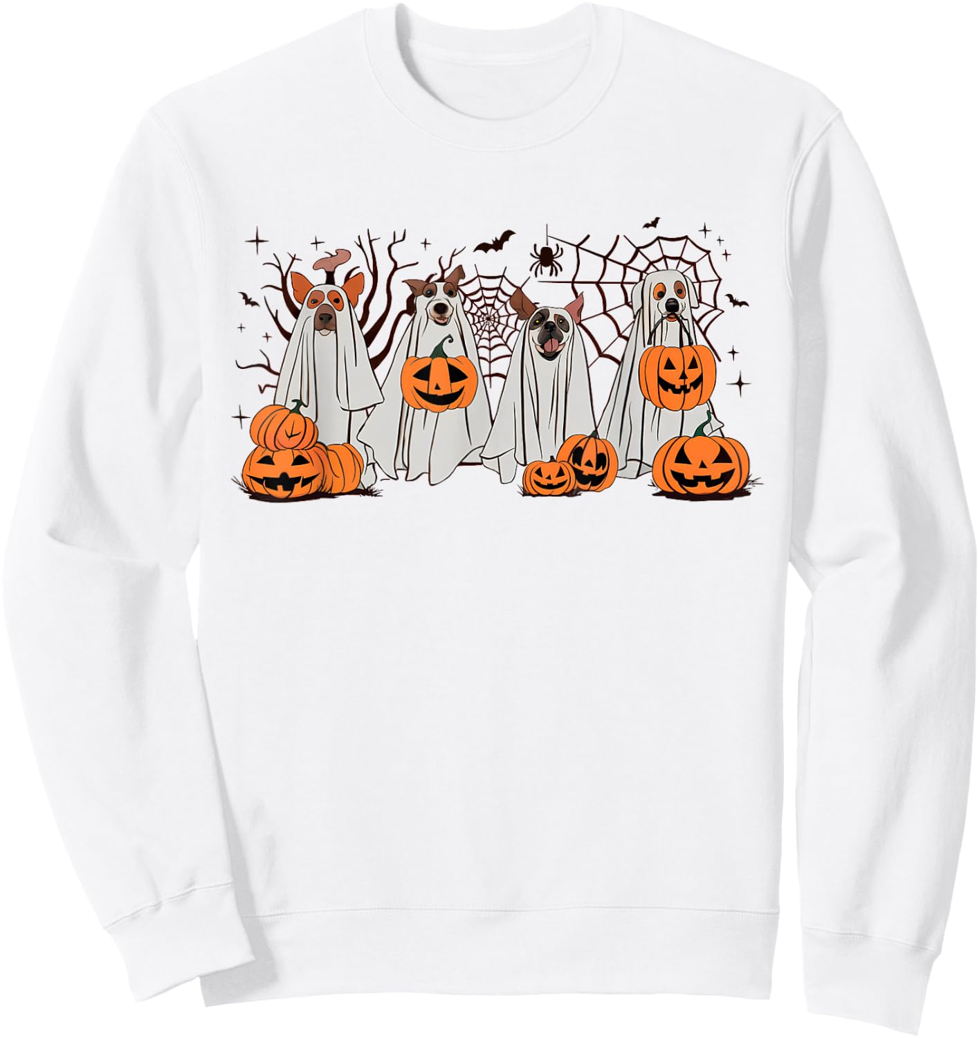 Halloween Boo Dogs Ghost Pumpkins Spooky Dog Lover Outfit Men Women Kids Sweatshirt - Sweatshirt | White