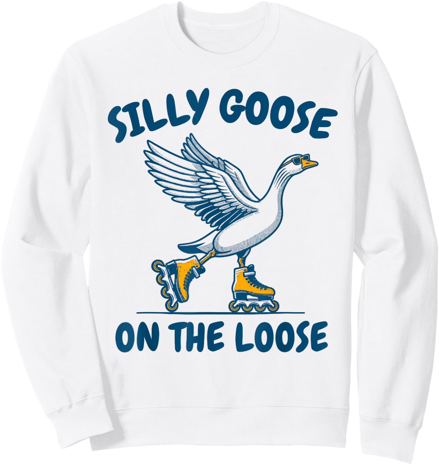 Funny Goose On The Escape Funny Animal Joke Retro Goose Sweatshirt - Sweatshirt | White