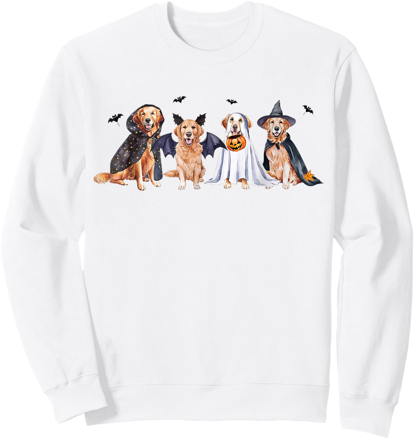 Golden Retriever Ghost Dog Halloween Golden Retriever Witch Women Kids Sweatshirt - Sweatshirt | White