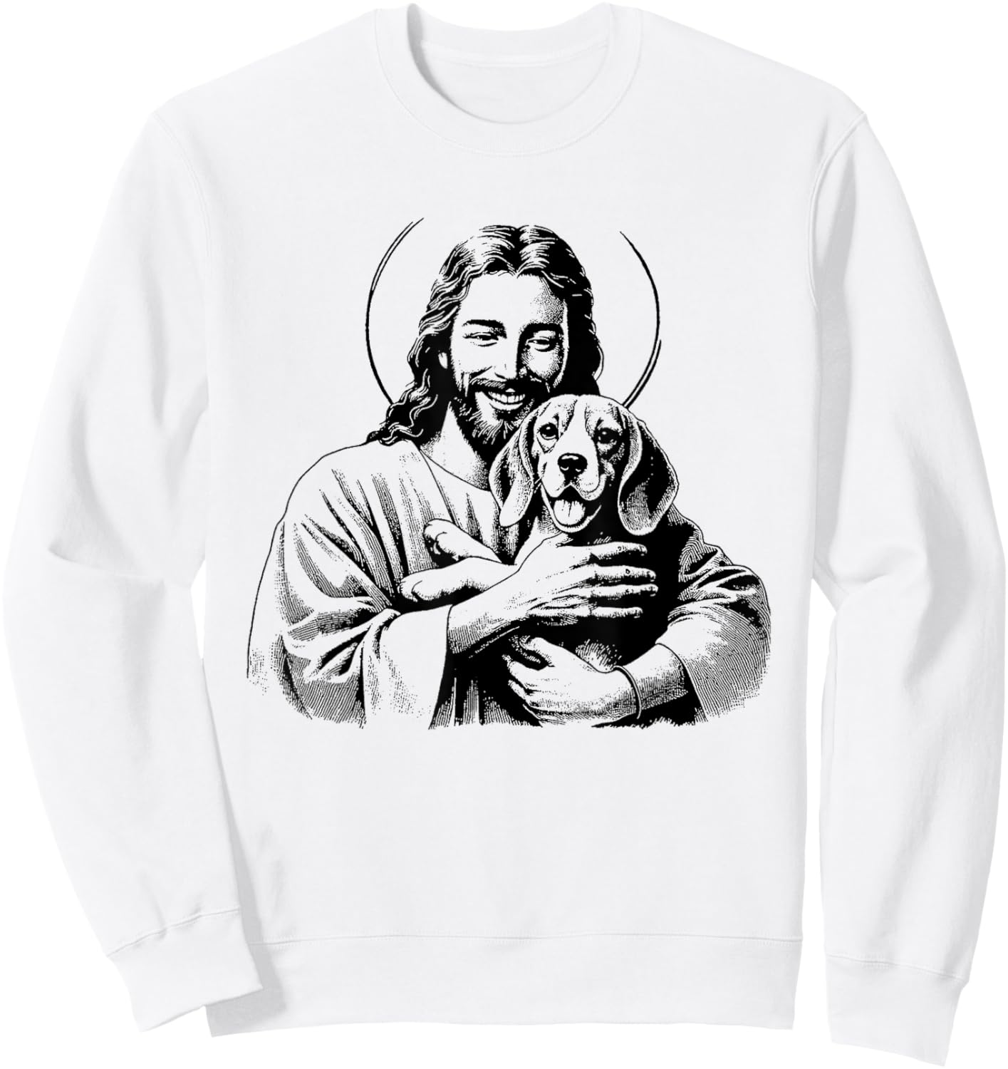 Jesus Beagle Dog - Funny Christian Religious Dog Lover Men Women Kids Sweatshirt - Sweatshirt | White